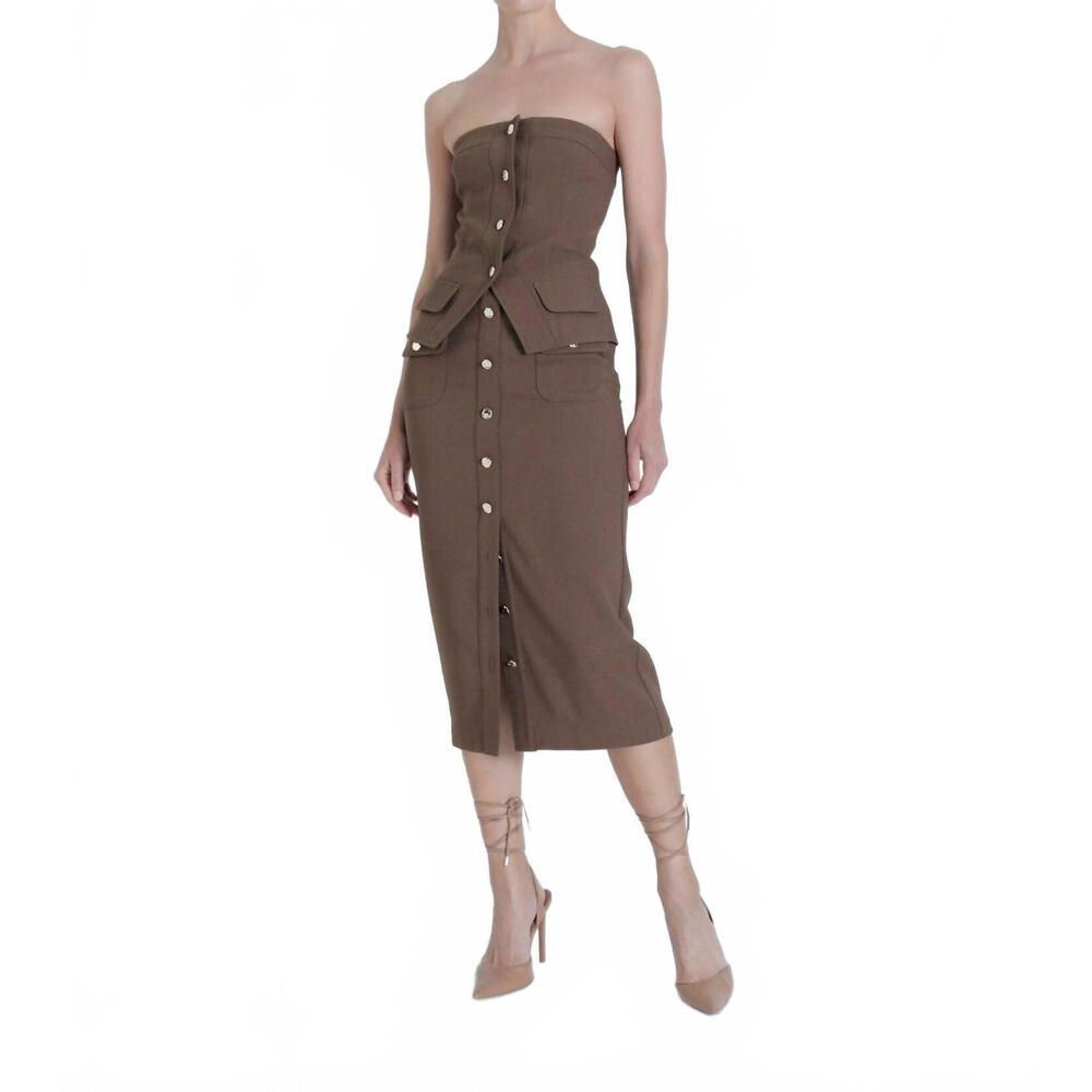 NEW KARINA GRIMALDI camila midi skirt in mocca